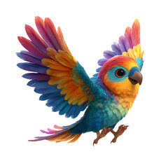 Fototapeta premium Colorful parrot with vibrant feathers isolated on transparent background