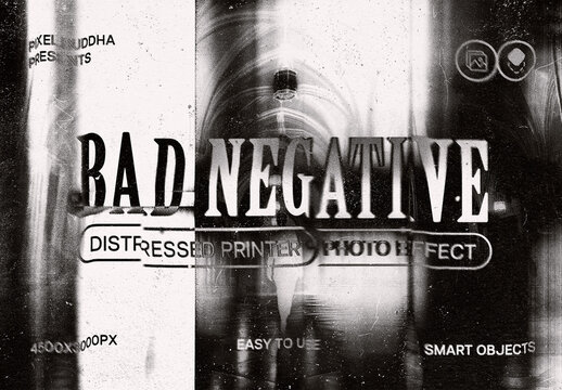 Negative Printer Photo Effect Mockup