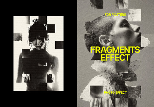 Vintage Fragments Poster Photo Effect Mockup
