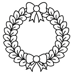 Christmas Wreath line art vector