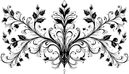 floral scroll design silhouette vector illustration

