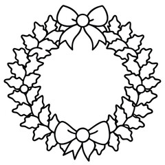 Christmas Wreath line art vector