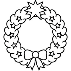 Christmas Wreath line art vector