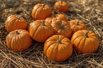 Butternut squash just picked resting on hay