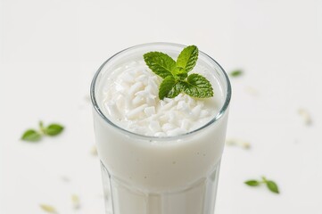Refreshing and nutritious creamy coconut drink in a square format