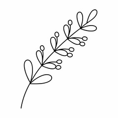 Lavender Branch Outline Vector