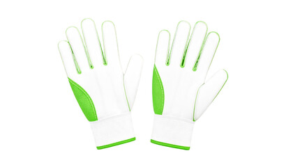White, green work gloves on safety concept on transparent background