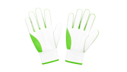 White, green work gloves on safety concept on transparent background