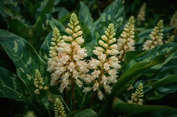Vibrant Shade of Ostrich Plume Ginger Among Garden Foliage