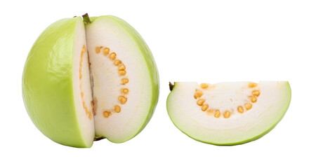 Isolated Sliced Guava Fruit Arrangement