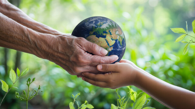 Generations passing on the earth to protect our planet s future and nature