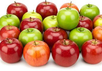 A vibrant collection of colorful apples in a still life composition showcasing the beauty of nature's harvest, perfect for culinary and healthy eating themes.