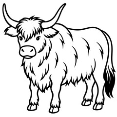 Wild Yak Outline Vector Design