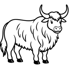 Wild Yak Outline Vector Design
