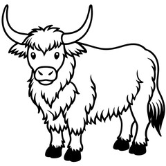 Wild Yak Outline Vector Design