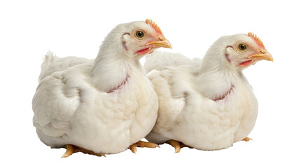 Isolated Two White Chickens