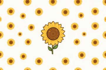 Cartoon style interface design featuring a basic metaverse theme and a sunflower icon on a plain white backdrop