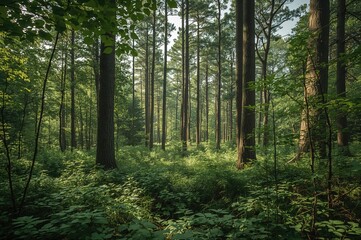 Obraz premium Green-hued woodland scenery