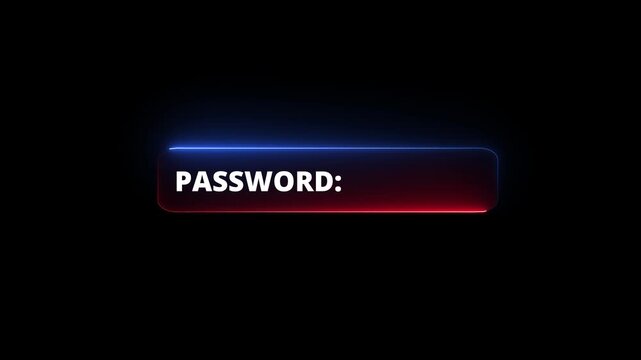 Neon Password fields icon animation.Includes fields for account creation, user ID, password, identity verification concept	