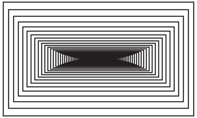 Abstract oblong squacle with black lines