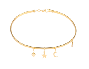 Golden choker with celestial charms, fashion on transparent background