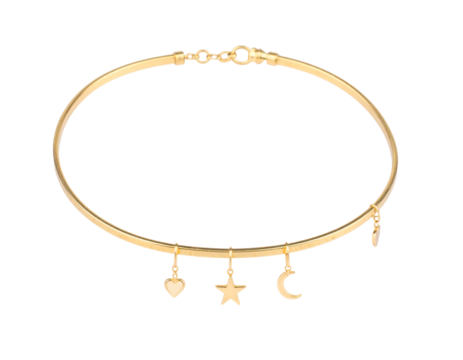 Golden choker with celestial charms, fashion on transparent background