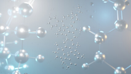 vinorelbine molecular structure, 3d model molecule, antineoplastic agents structural chemical formula view from a microscope