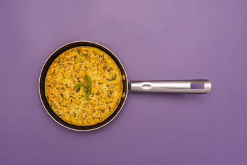 Potato omelet with organic eggs, noticeable in the more intense color and more pronounced flavor of the dish