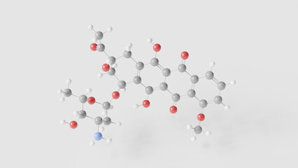 daunorubicin molecule 3d, molecular structure, ball and stick model, structural chemical formula antineoplastic agent