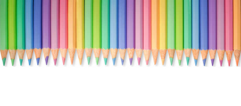 Colored pencils. Banner made of pastel wooden pencils.