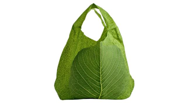 Folded eco-friendly recycle bag with texture details background isolated on a Transparent background, PNG file. - Powered by Adobe