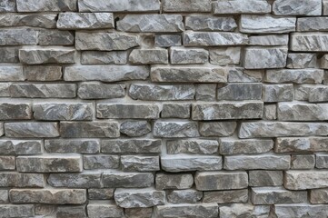 Obraz premium Close-up view of a textured gray brick wall background.