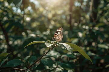 Fototapeta premium Stunning Butterfly Resting on a Leaf