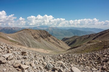 Rocky, barren terrain with hills and mountains for adventure and hiking