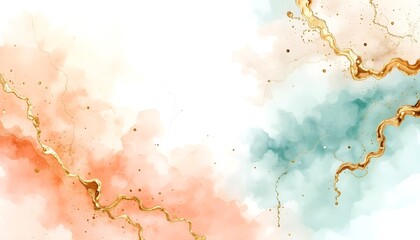 Obraz premium Elegant Abstract Watercolor Background with Gold Accents