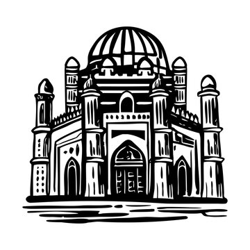 A vintage style illustration showing uch sharif