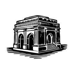 A glyph style illustration representing iqbal tomb