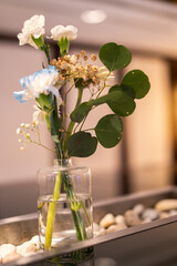 Flower bouquet in the glass vase