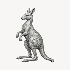 Fototapeta premium Intricate decorative kangaroo illustration.