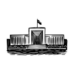 A glyph style illustration representing supreme court