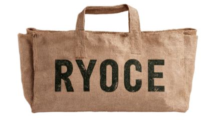 Folded recycle bag with eco-friendly messages background isolated on a Transparent background, PNG file.