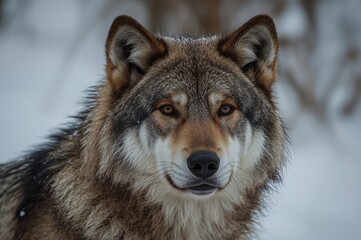Fototapeta premium Close-up of a Dark Grey Wolf (Canis lupus) in Captivity