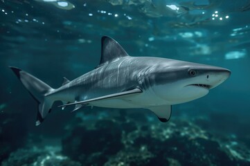 Fototapeta premium Underwater view of a Blacktip Shark (Carcharhinus limbatus)