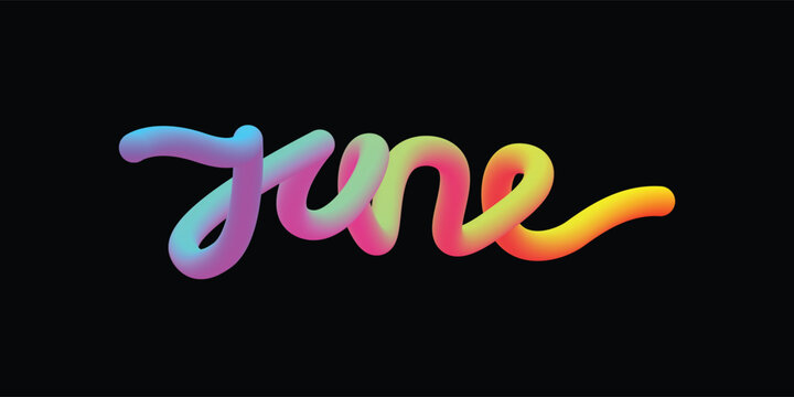 Gradient 3D June Text &ndash; Modern Typography Lettering