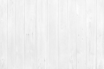 Naklejka premium White wooden plank wall texture for background in natural pattern with old and vintage style.
