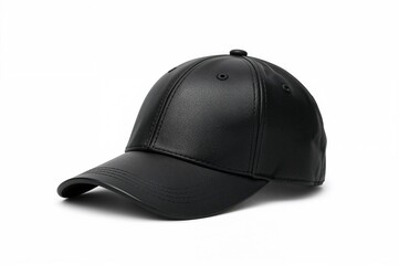 Dark leather baseball cap on a plain white background