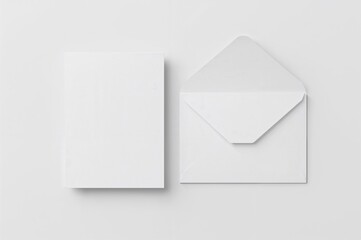 Blank wedding invite card mockup showing both front and back with envelope and space for text