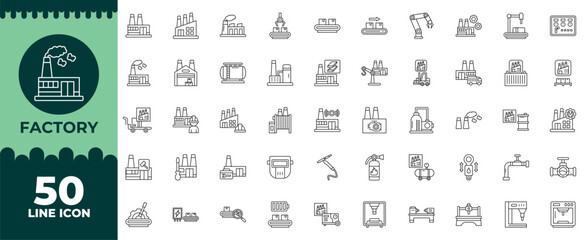 Factory Line Editable Icons set. Vector illustration in modern thin line style of Factory icons: industry, manufacture, production, etc