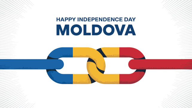 Happy Independence Day Moldova Flag and Chain Design