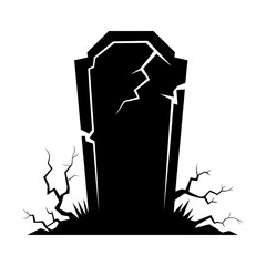 Fototapeta premium silhouette of a halloween gravestone with cracks and eerie dead tree design